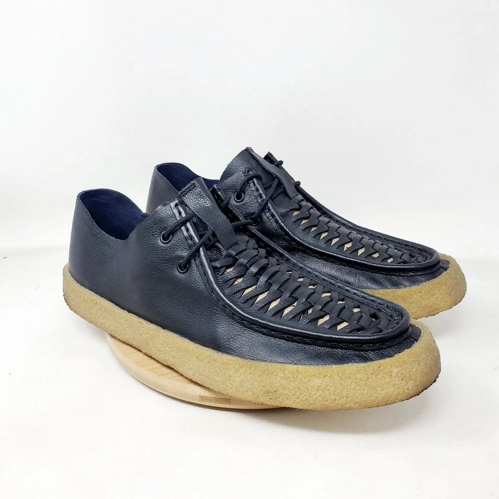 Camper Bark Shoes Mens 45 Black Lace Up Woven Top Oxford Summer Chukka Sneaker‎